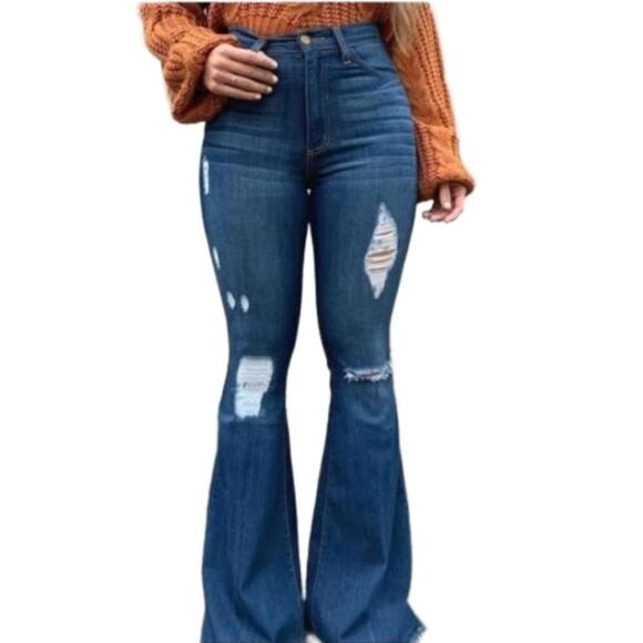 Distressed high waist Bell Bottom jeans sz Xl - Picture 1 of 7